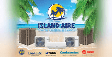 Islandaire AC banner with brands products offered